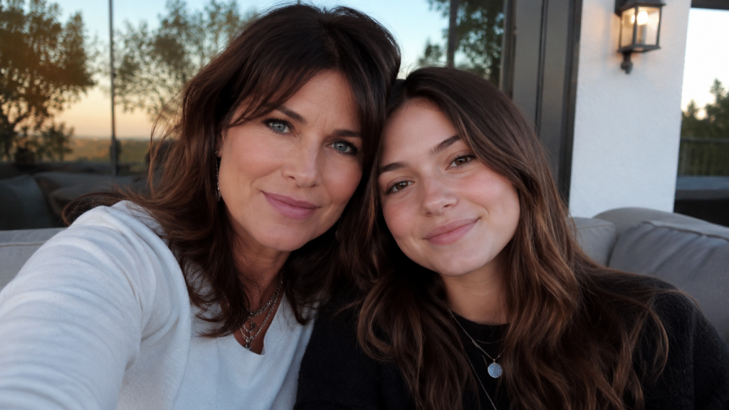 Harlow Andrus inspired editorial portrait with her mother in a relaxed outdoor setting