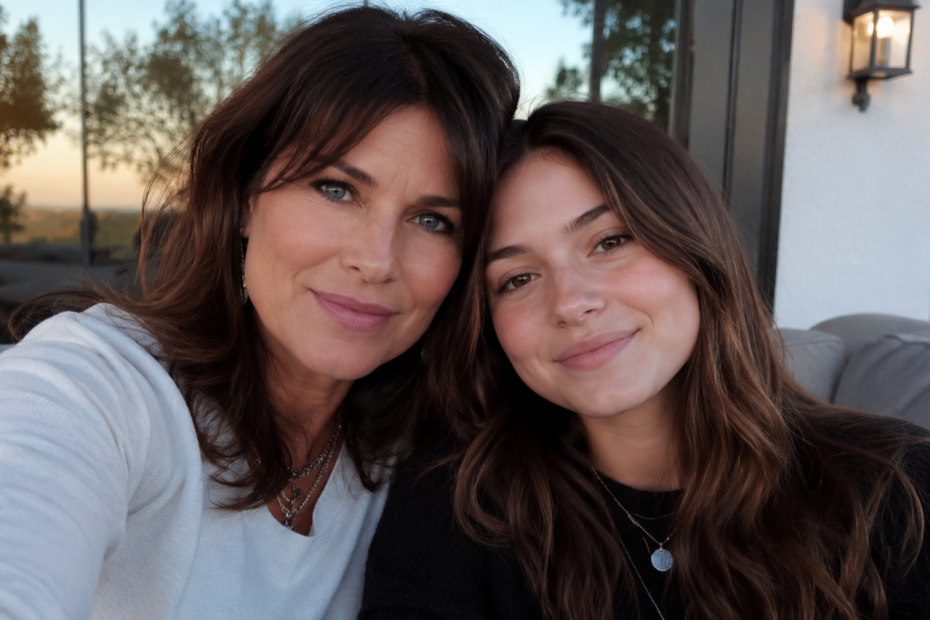 Harlow Andrus inspired editorial portrait with her mother in a relaxed outdoor setting